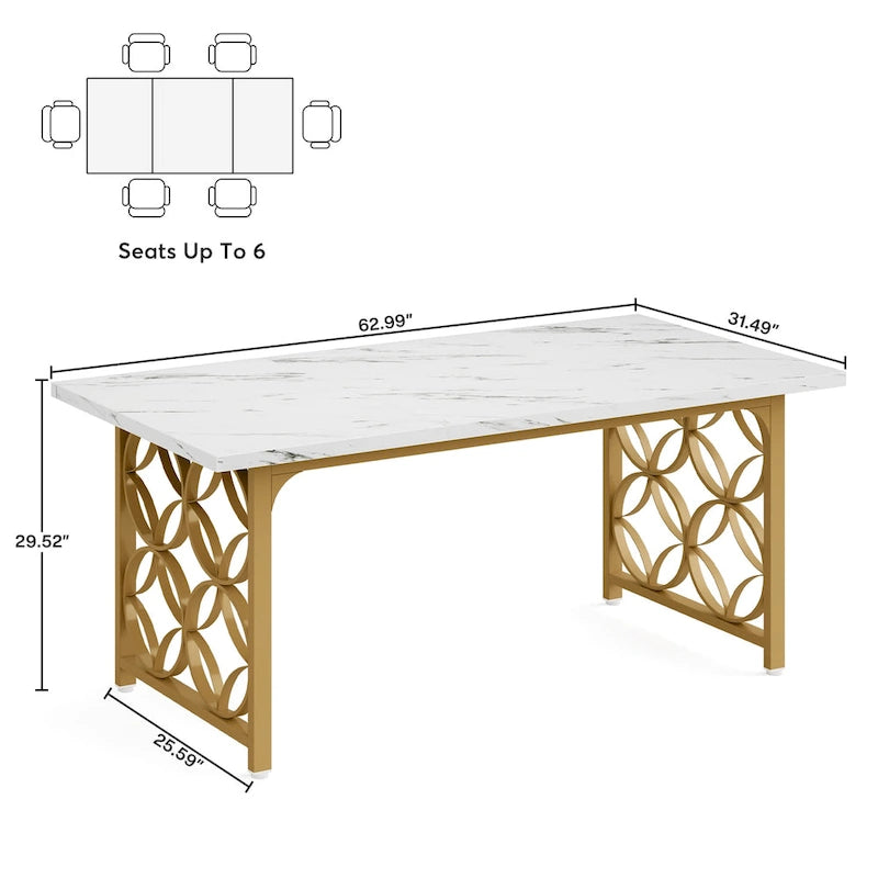 Bureau de direction de 63 pouces, Bureau moderne avec cadre en métal robuste pour le bureau à domicile