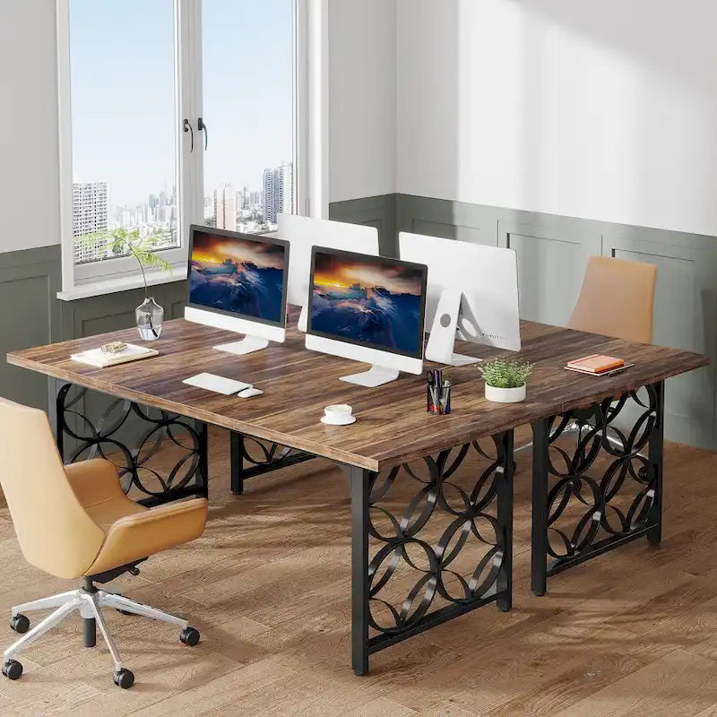 Bureau de direction de 63 pouces, Bureau moderne avec cadre en métal robuste pour le bureau à domicile