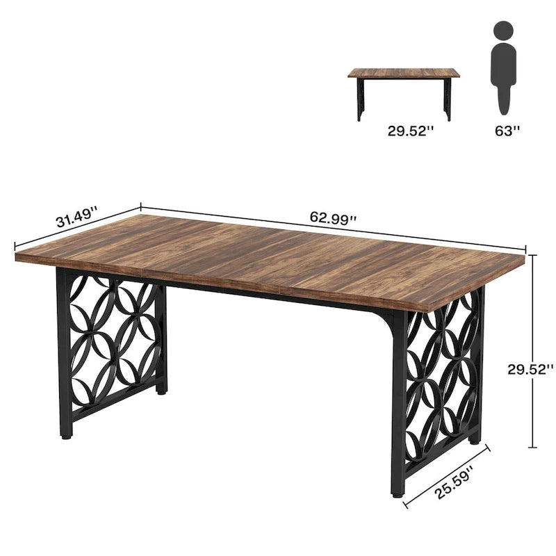Bureau de direction de 63 pouces, Bureau moderne avec cadre en métal robuste pour le bureau à domicile