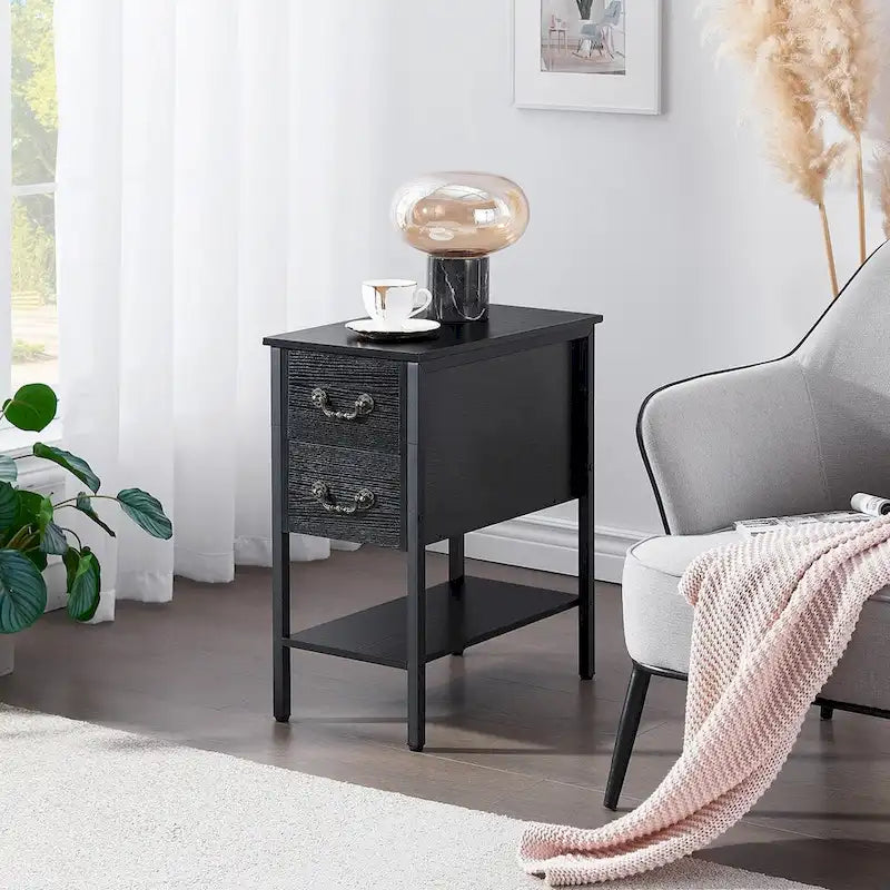 Table de chevet industrielle à 2 tiroirs (lot de 2)