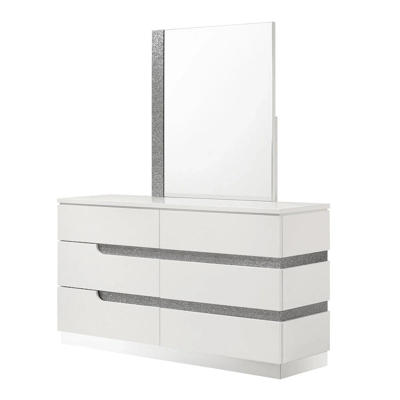 Ensemble de chambre Corazon blanc 4 pièces New Classic Furniture avec table de chevet