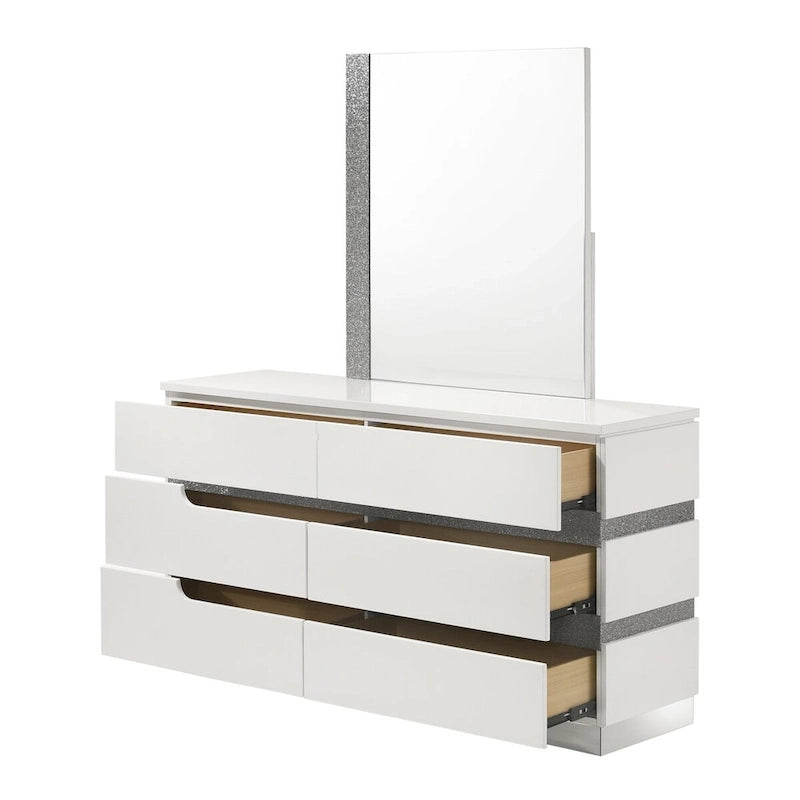 Ensemble de chambre Corazon blanc 4 pièces New Classic Furniture avec table de chevet