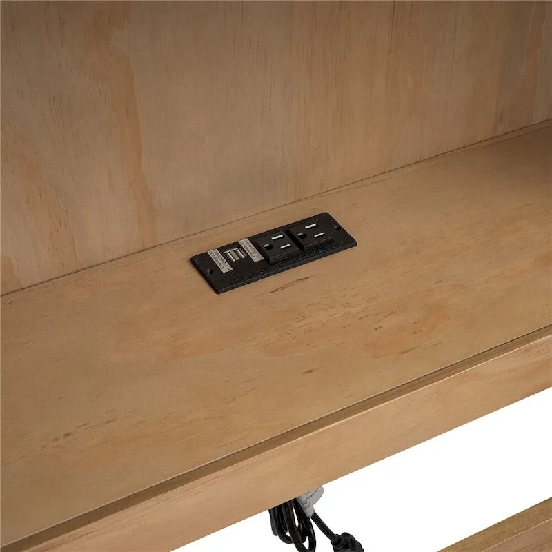 Lit de repos double avec lit gigogne, armoires de rangement et ports USB