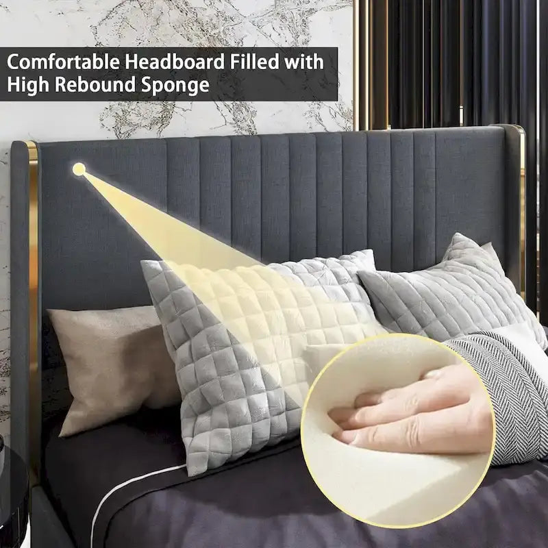 Lit plateforme à LED avec tiroir de rangement - Meuble de chambre contemporain