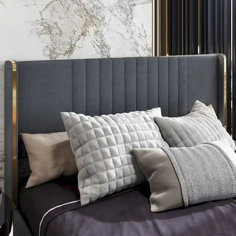 Lit plateforme à LED avec tiroir de rangement - Meuble de chambre contemporain