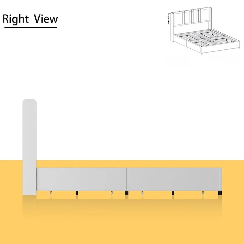Lit plateforme à LED avec tiroir de rangement - Meuble de chambre contemporain