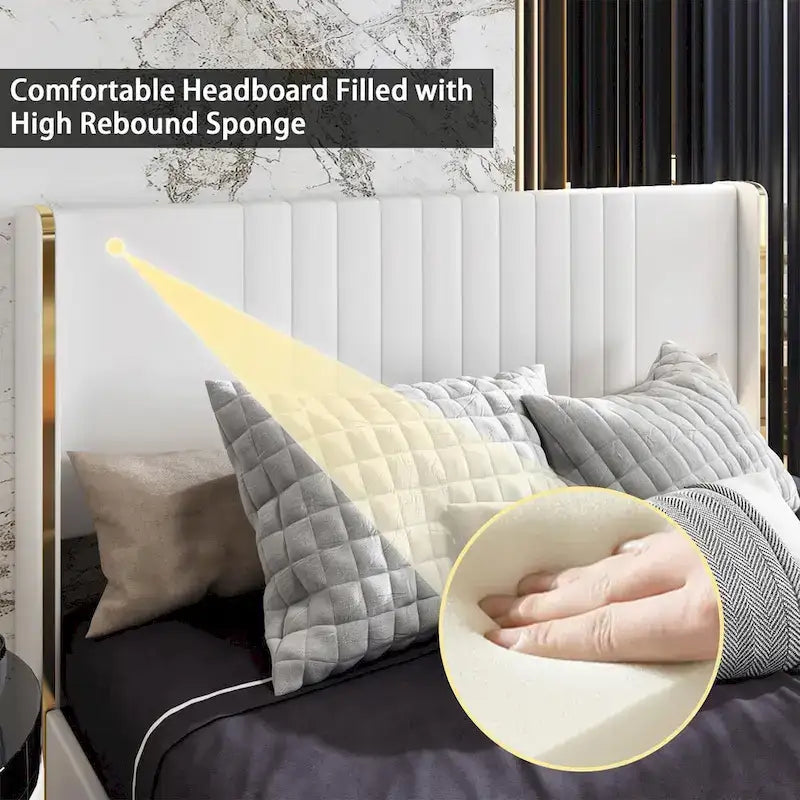 Lit plateforme à LED avec tiroir de rangement - Meuble de chambre contemporain