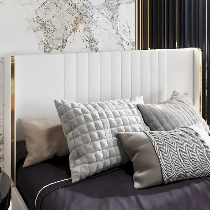 Lit plateforme à LED avec tiroir de rangement - Meuble de chambre contemporain