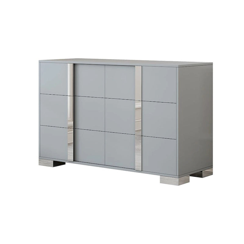Commode moderne à 6 tiroirs avec poignées effet miroir