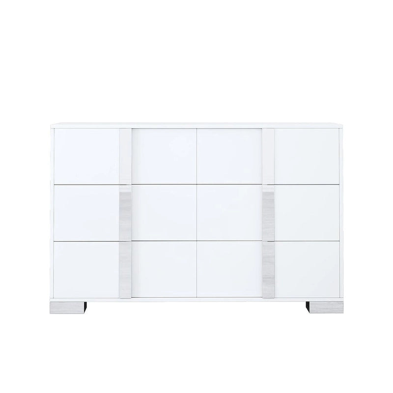 Commode moderne à 6 tiroirs avec poignées effet miroir