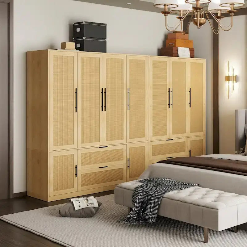 Armoire penderie familiale style rotin 110W - N/A