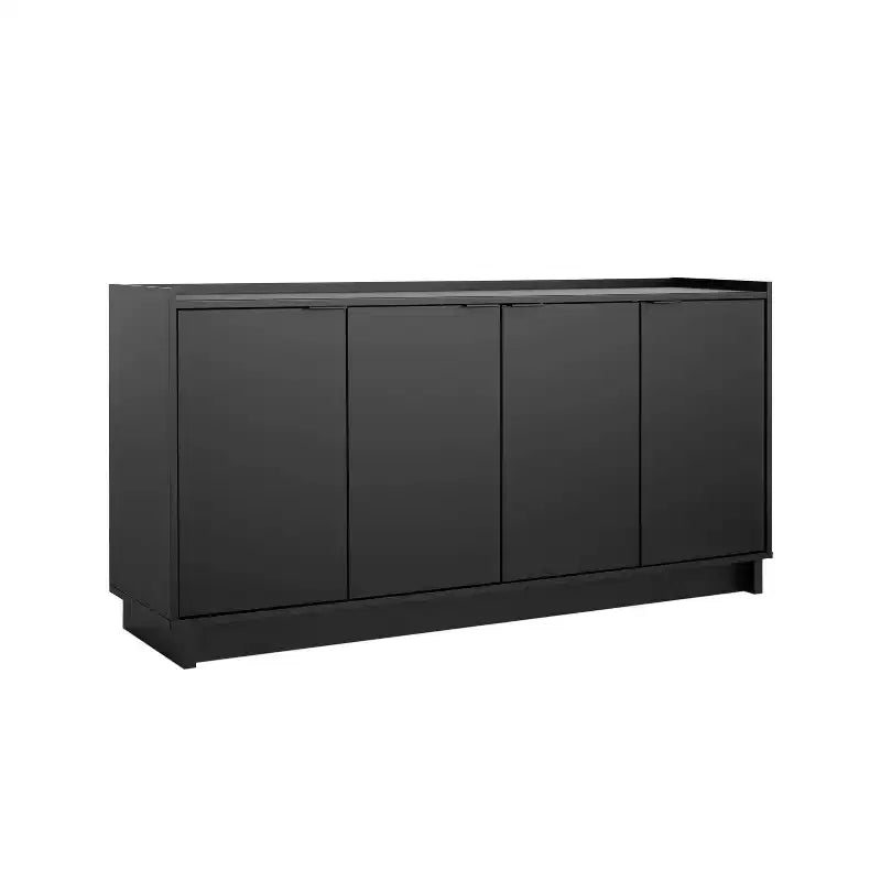 Console/Meuble de Rangement Contemporain 4 Portes, Noir