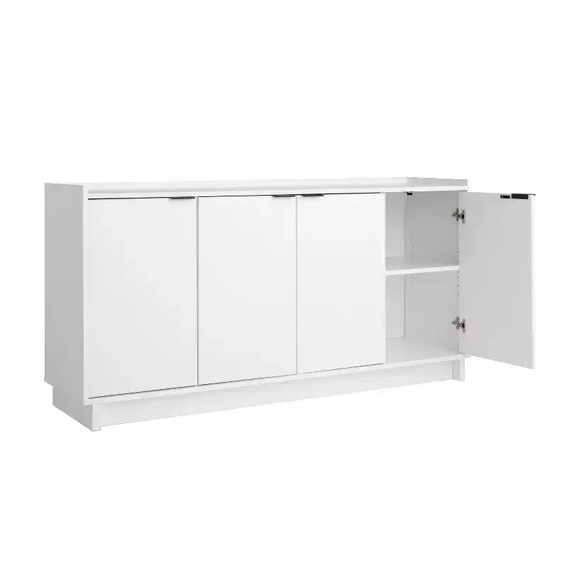 Console/Meuble de Rangement Contemporain 4 Portes, Noir