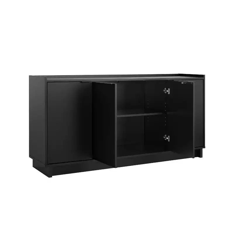 Console/Meuble de Rangement Contemporain 4 Portes, Noir