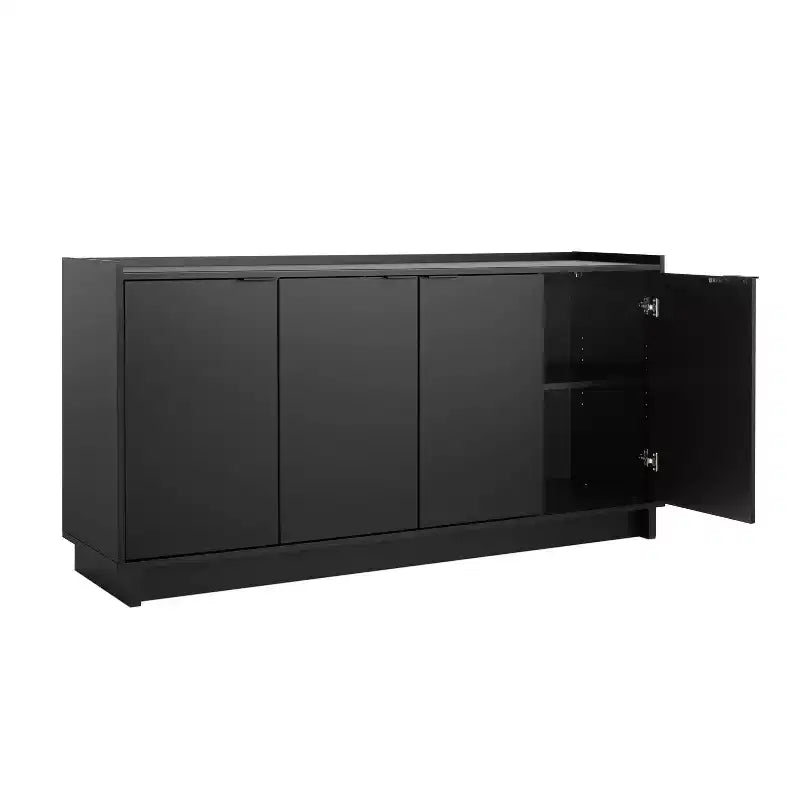 Console/Meuble de Rangement Contemporain 4 Portes, Noir