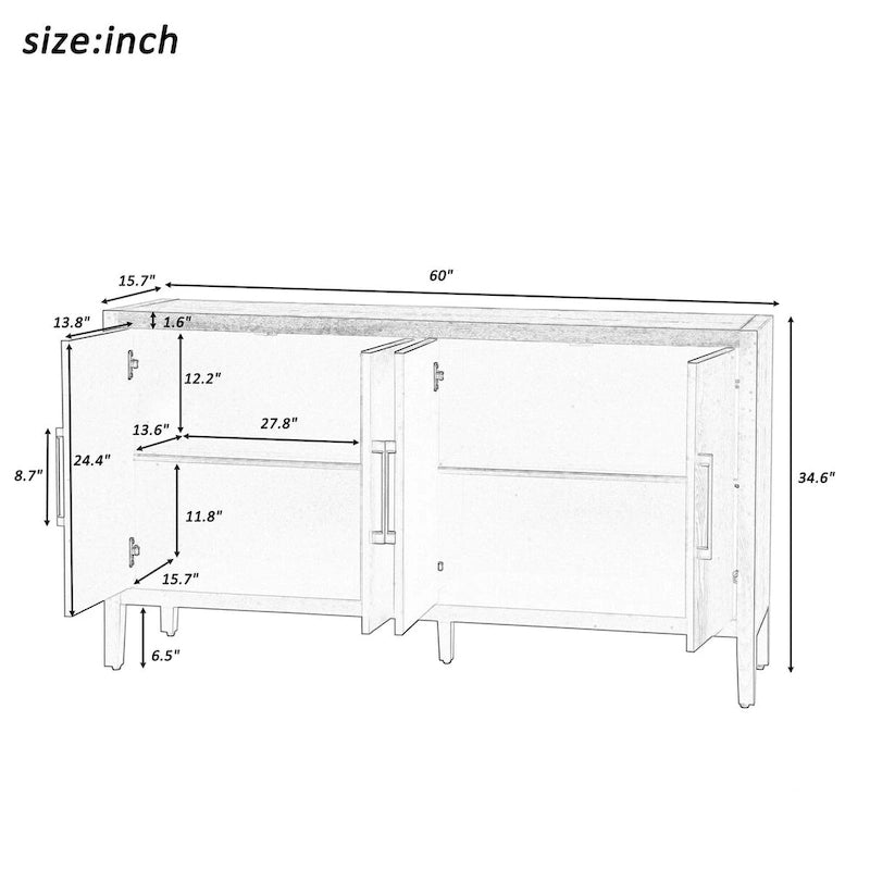 Meuble de rangement, buffet en bois avec étagères pour le salon