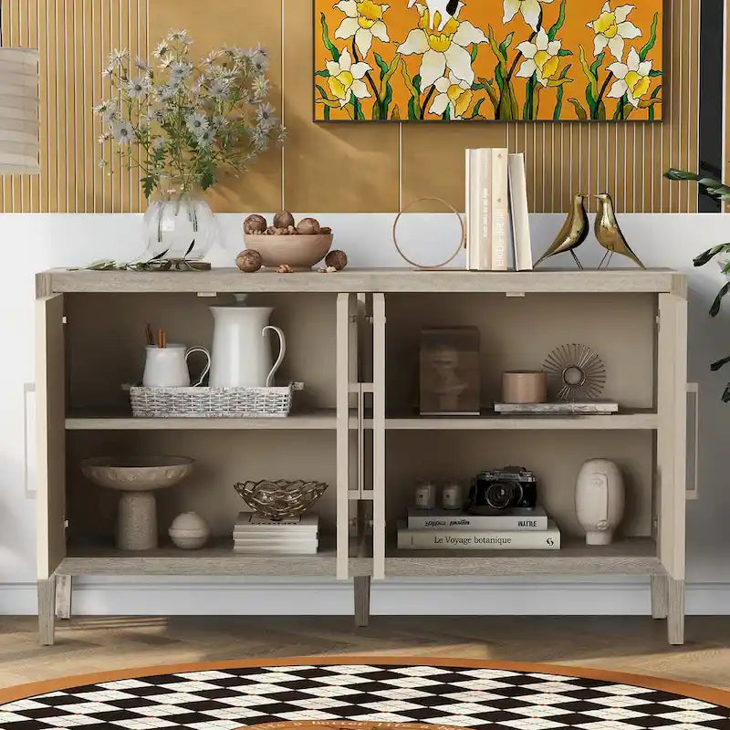 Meuble de rangement, buffet en bois avec étagères pour le salon