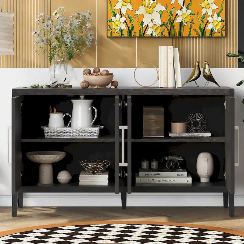 Meuble de rangement, buffet en bois avec étagères pour le salon