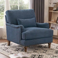 Fauteuil moderne rembourré avec structure en bois massif et coussin lombaire pour salon