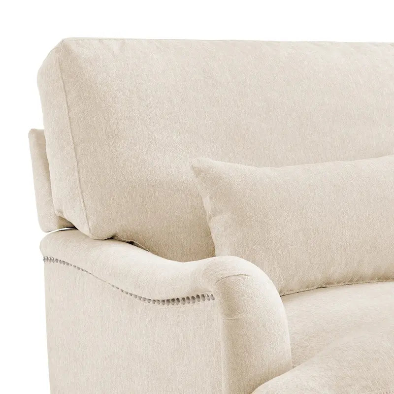 Fauteuil moderne rembourré avec structure en bois massif et coussin lombaire pour salon