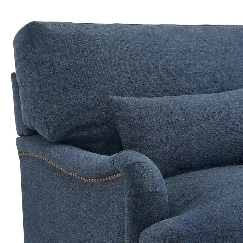 Fauteuil moderne rembourré avec structure en bois massif et coussin lombaire pour salon