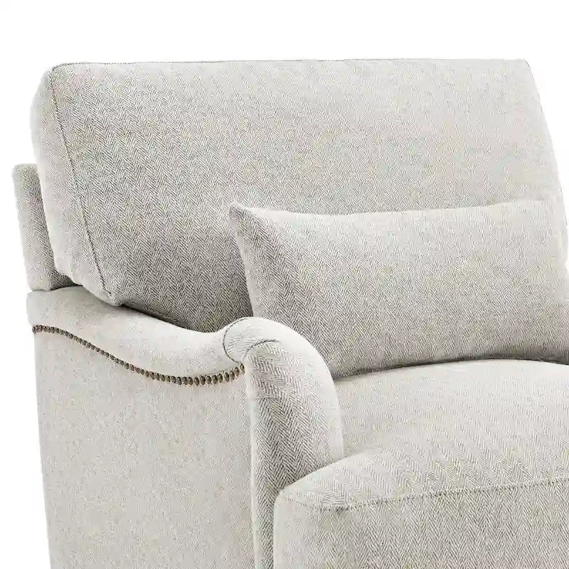 Fauteuil moderne rembourré avec structure en bois massif et coussin lombaire pour salon