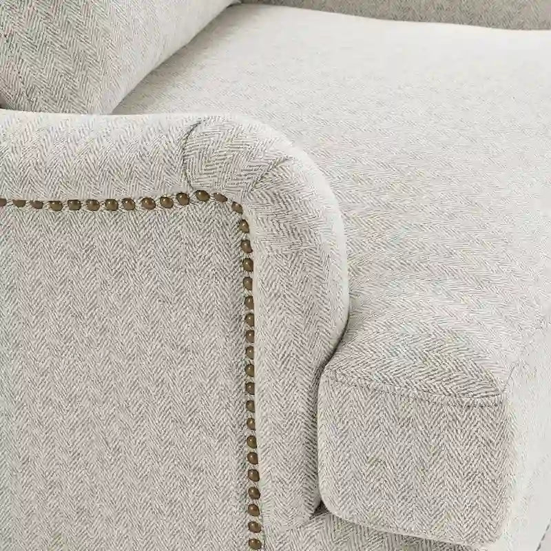 Fauteuil moderne rembourré avec structure en bois massif et coussin lombaire pour salon