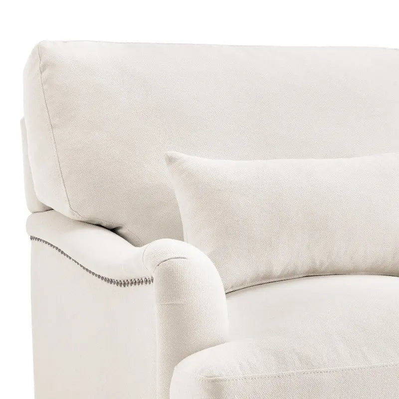Fauteuil moderne rembourré avec structure en bois massif et coussin lombaire pour salon