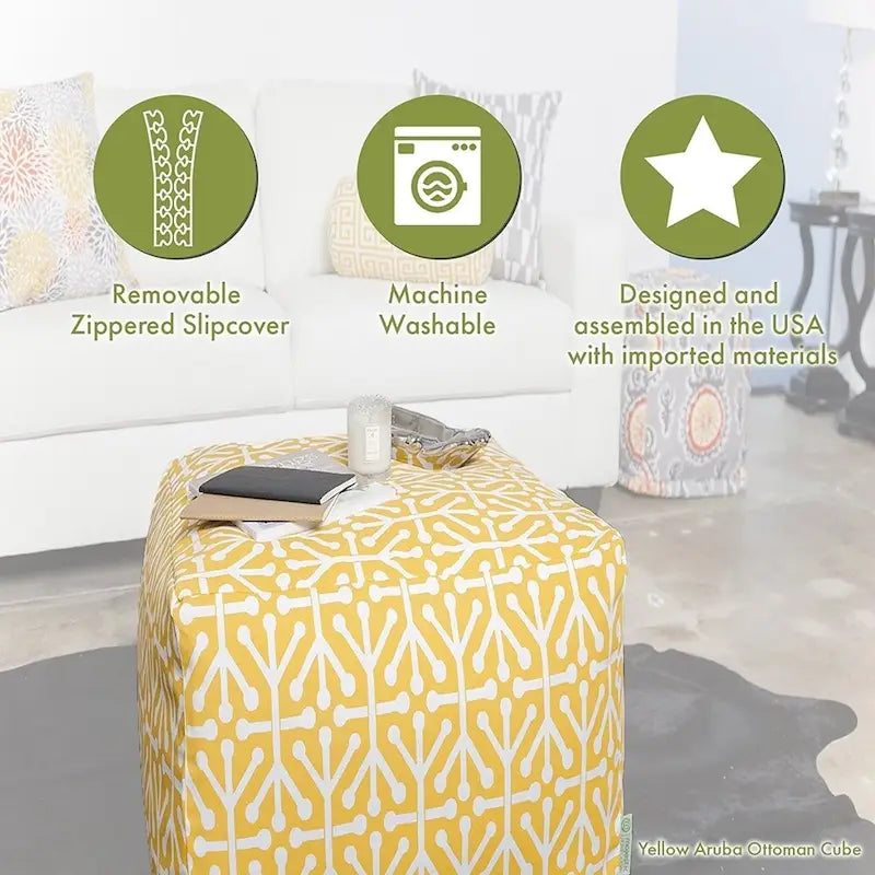 Pouf cube Majestueux corail intérieur/extérieur