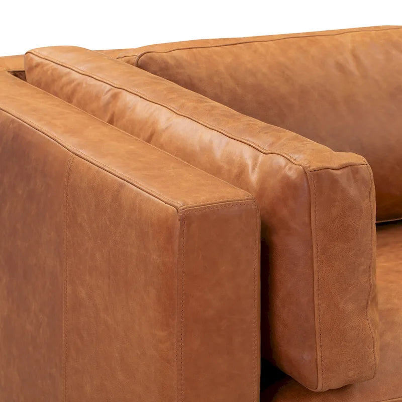 Canapé Poly & Bark Argan 93 en cuir pleine fleur véritable italien, coloris Cognac Tan