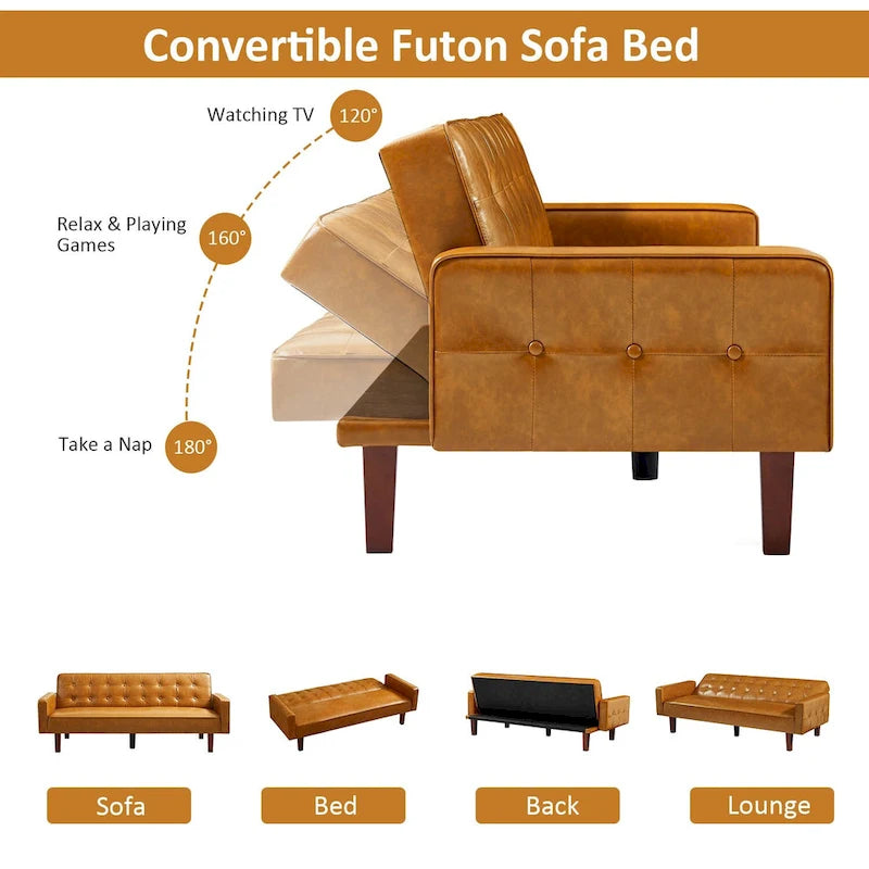 Canapé convertible, canapé-lit futon, canapé-lit en similicuir, canapé-lit pour salon, invités
