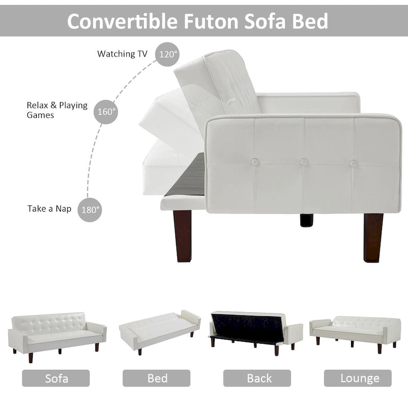 Canapé convertible, canapé-lit futon, canapé-lit en similicuir, canapé-lit pour salon, invités