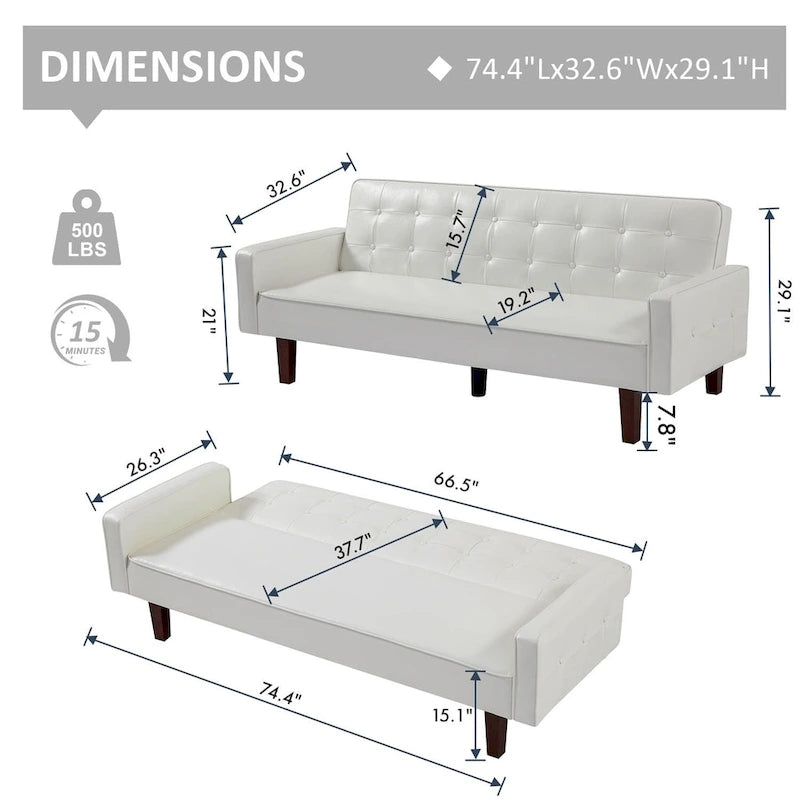 Canapé convertible, canapé-lit futon, canapé-lit en similicuir, canapé-lit pour salon, invités