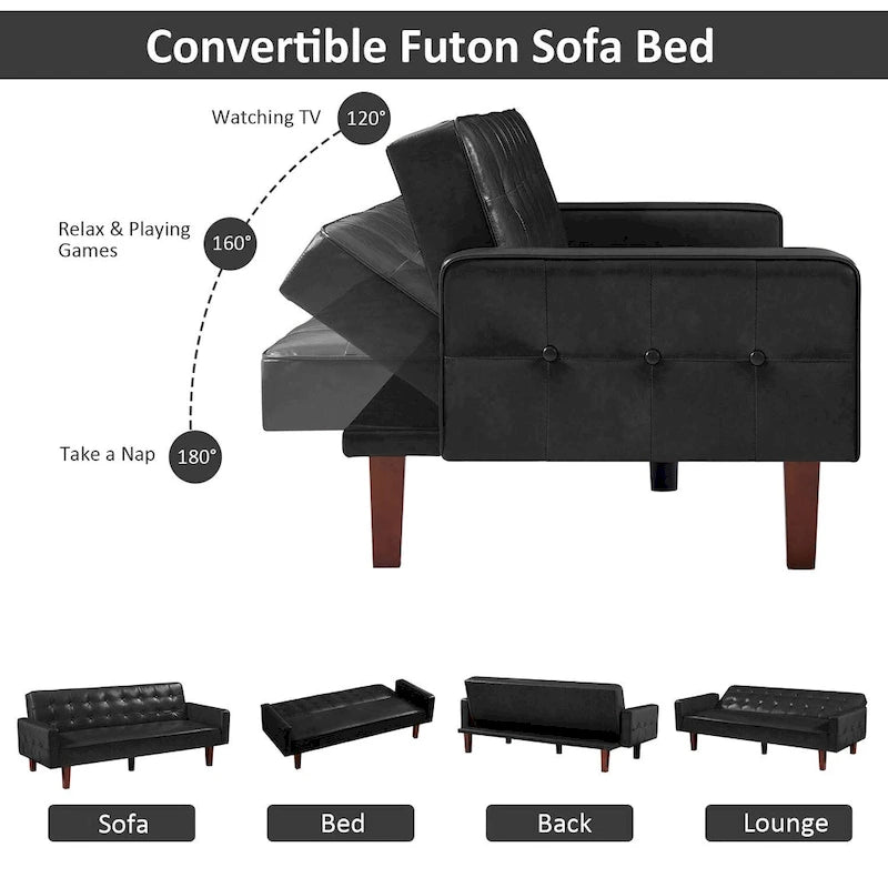 Canapé convertible, canapé-lit futon, canapé-lit en similicuir, canapé-lit pour salon, invités