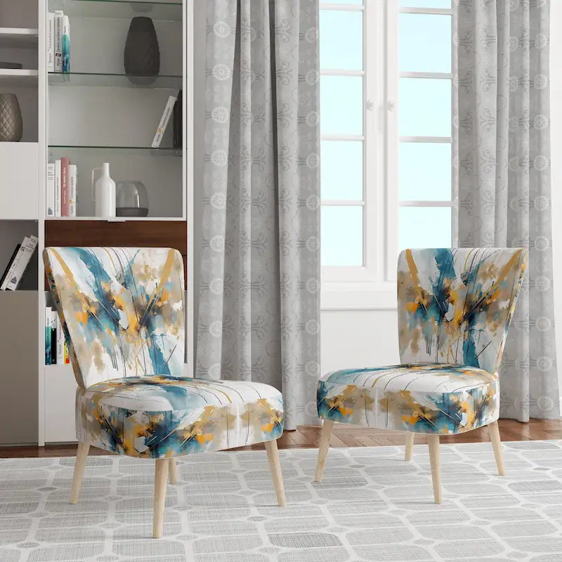 Designart Chaise d'appoint rembourrée minimaliste élégante sarcelle et or et fauteuil moderne et contemporain - Couleurs multiples