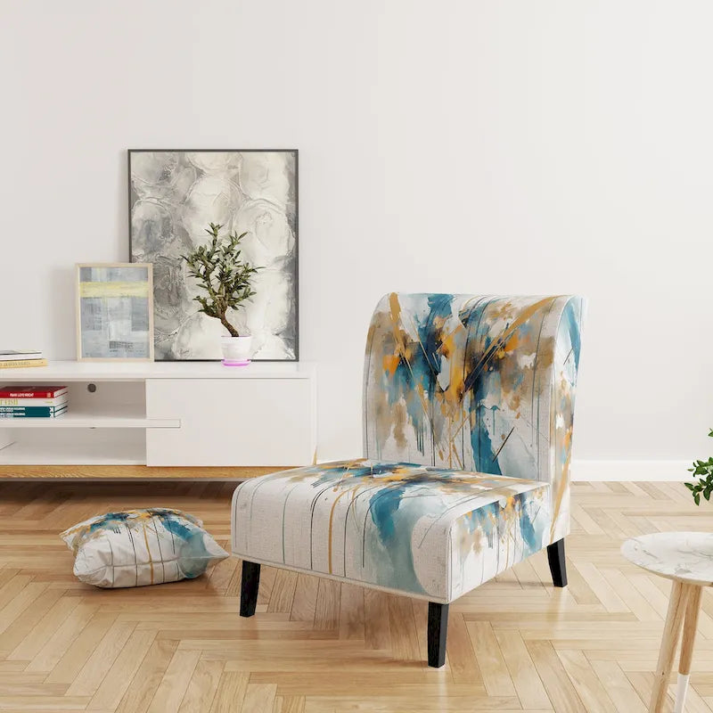 Designart Chaise d'appoint rembourrée minimaliste élégante sarcelle et or et fauteuil moderne et contemporain - Couleurs multiples