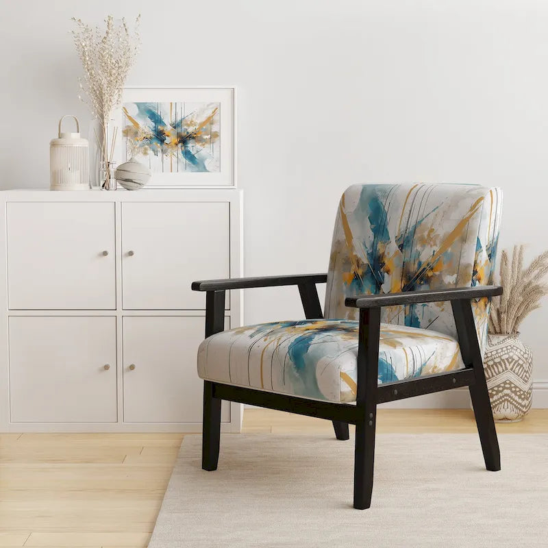 Designart Chaise d'appoint rembourrée minimaliste élégante sarcelle et or et fauteuil moderne et contemporain - Couleurs multiples