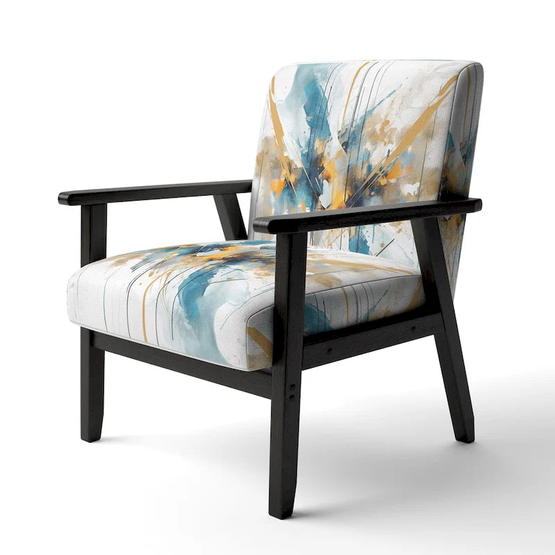 Designart Chaise d'appoint rembourrée minimaliste élégante sarcelle et or et fauteuil moderne et contemporain - Couleurs multiples
