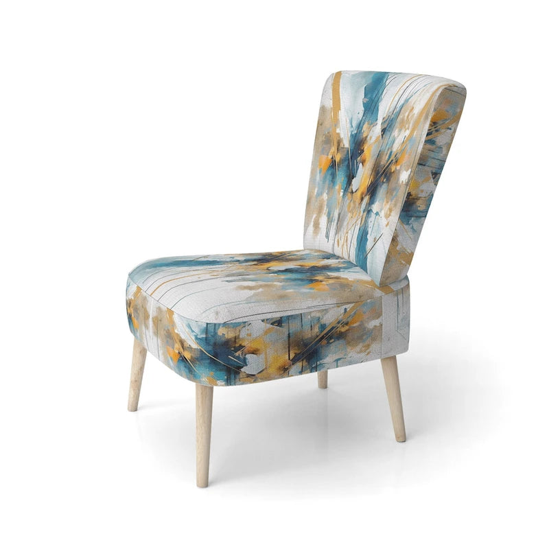 Designart Chaise d'appoint rembourrée minimaliste élégante sarcelle et or et fauteuil moderne et contemporain - Couleurs multiples