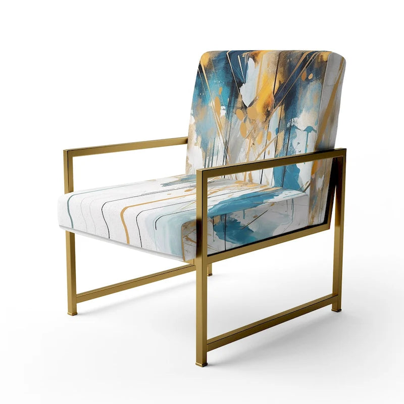Designart Chaise d'appoint rembourrée minimaliste élégante sarcelle et or et fauteuil moderne et contemporain - Couleurs multiples