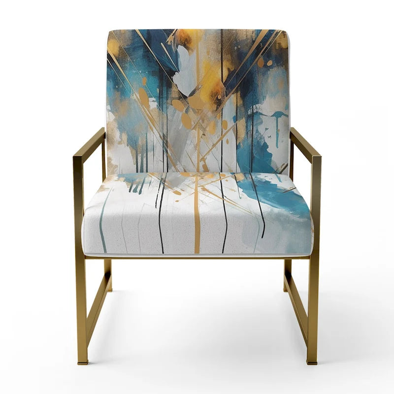 Designart Chaise d'appoint rembourrée minimaliste élégante sarcelle et or et fauteuil moderne et contemporain - Couleurs multiples