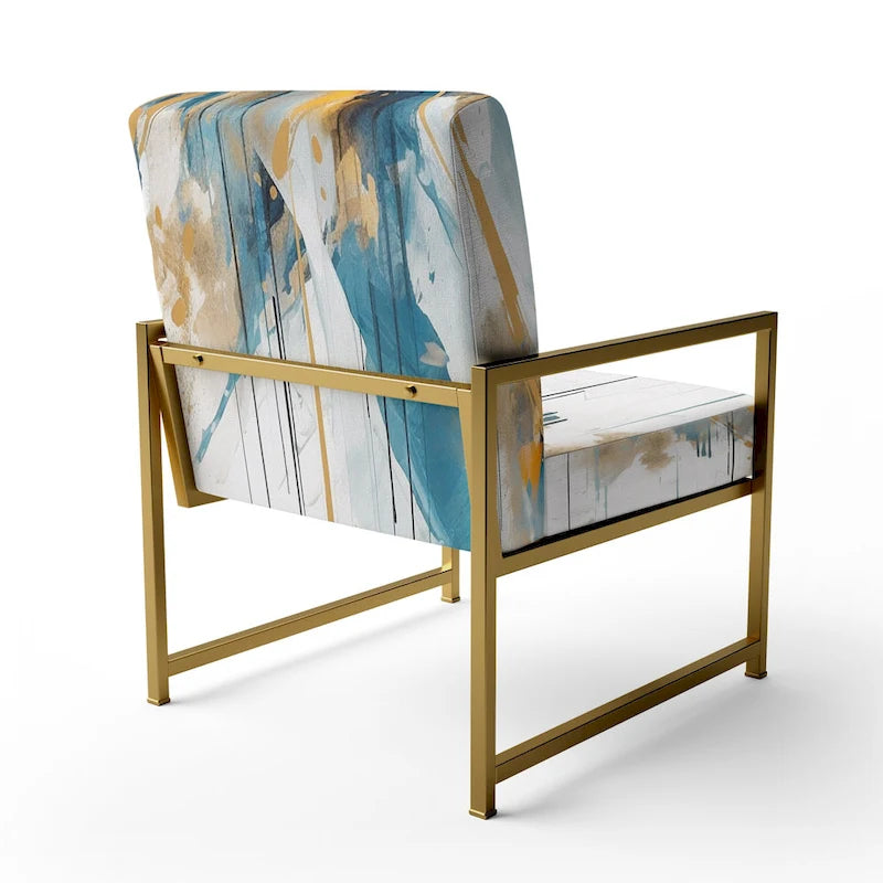 Designart Chaise d'appoint rembourrée minimaliste élégante sarcelle et or et fauteuil moderne et contemporain - Couleurs multiples
