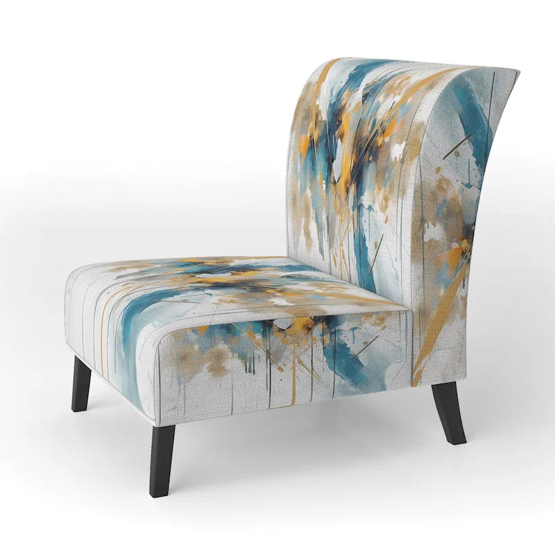 Designart Chaise d'appoint rembourrée minimaliste élégante sarcelle et or et fauteuil moderne et contemporain - Couleurs multiples