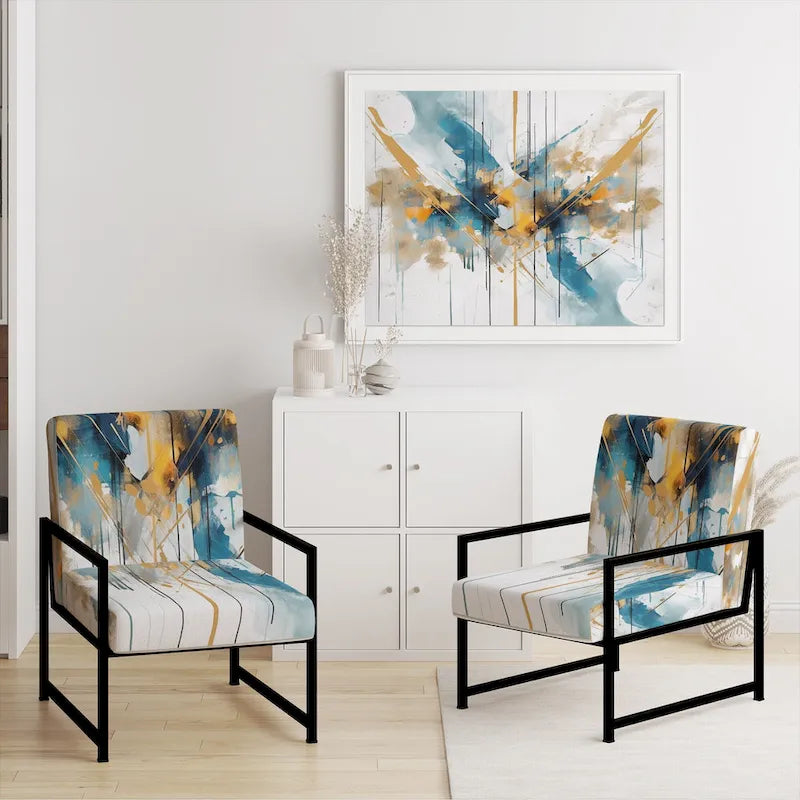 Designart Chaise d'appoint rembourrée minimaliste élégante sarcelle et or et fauteuil moderne et contemporain - Couleurs multiples