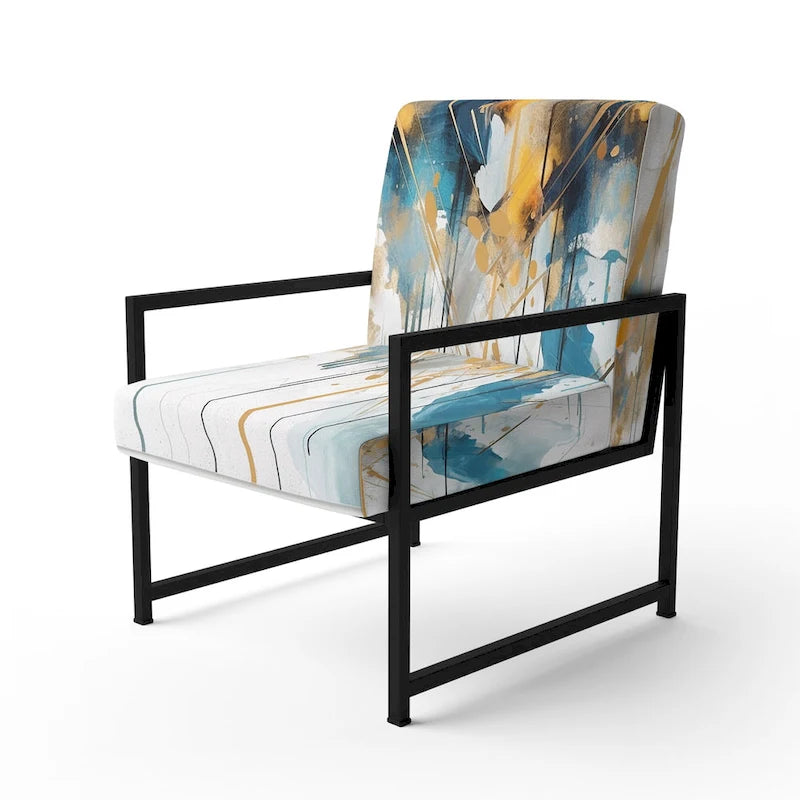 Designart Chaise d'appoint rembourrée minimaliste élégante sarcelle et or et fauteuil moderne et contemporain - Couleurs multiples