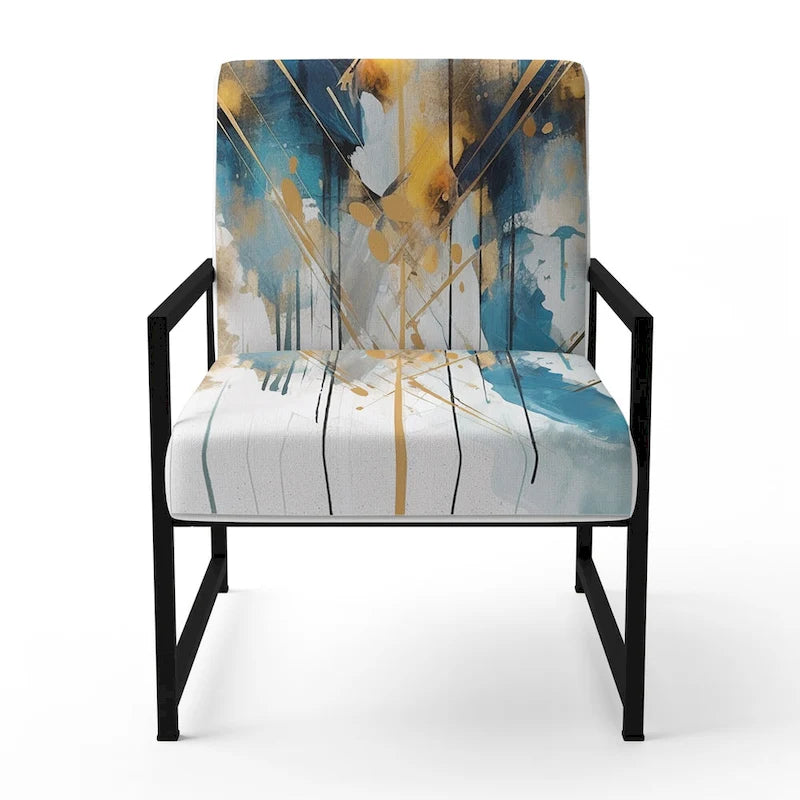 Designart Chaise d'appoint rembourrée minimaliste élégante sarcelle et or et fauteuil moderne et contemporain - Couleurs multiples