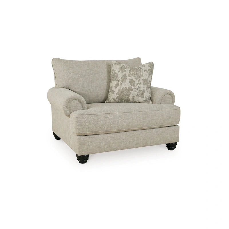 Fauteuil surdimensionné Asen de 130 cm de large, 1 coussin, accoudoirs roulés, polyester beige
