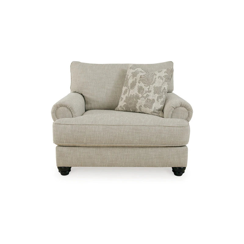 Fauteuil surdimensionné Asen de 130 cm de large, 1 coussin, accoudoirs roulés, polyester beige