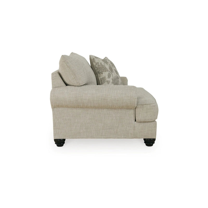 Fauteuil surdimensionné Asen de 130 cm de large, 1 coussin, accoudoirs roulés, polyester beige
