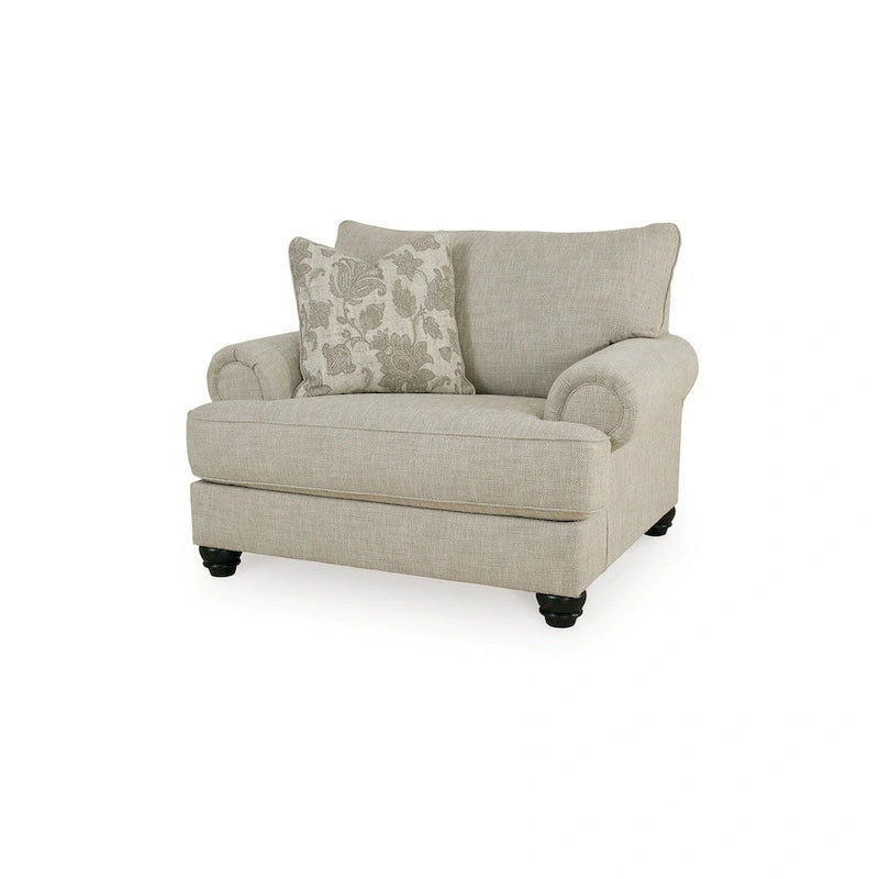Fauteuil surdimensionné Asen de 130 cm de large, 1 coussin, accoudoirs roulés, polyester beige